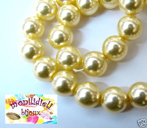 BIGIOTTERIA PERLINE- 50 perle di vetro 10mm - crema