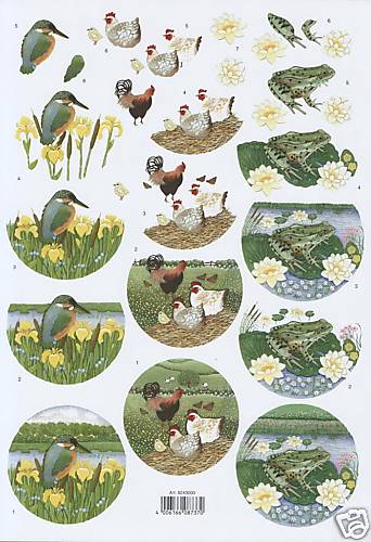 DECOUPAGE - carta per tecnica3D in rilievo - stagno