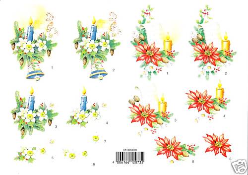 DECOUPAGE - carta per tecnica 3D in rilievo - natale 2 pz