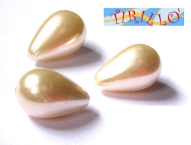 BIGIOTTERIA PERLINE - 6 perle a goccia in resina perlata 15 mm