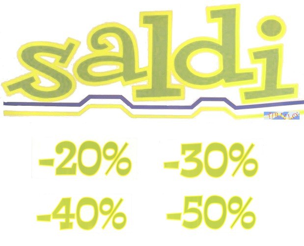 CARTOLERIA - Kit cartelli vetrofanie scritte Saldi -20% -30% -40% -50%