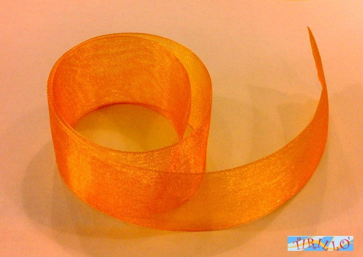 MERCERIA - 6 metri di nastro di organza altezza 40 millimetri - Arancio