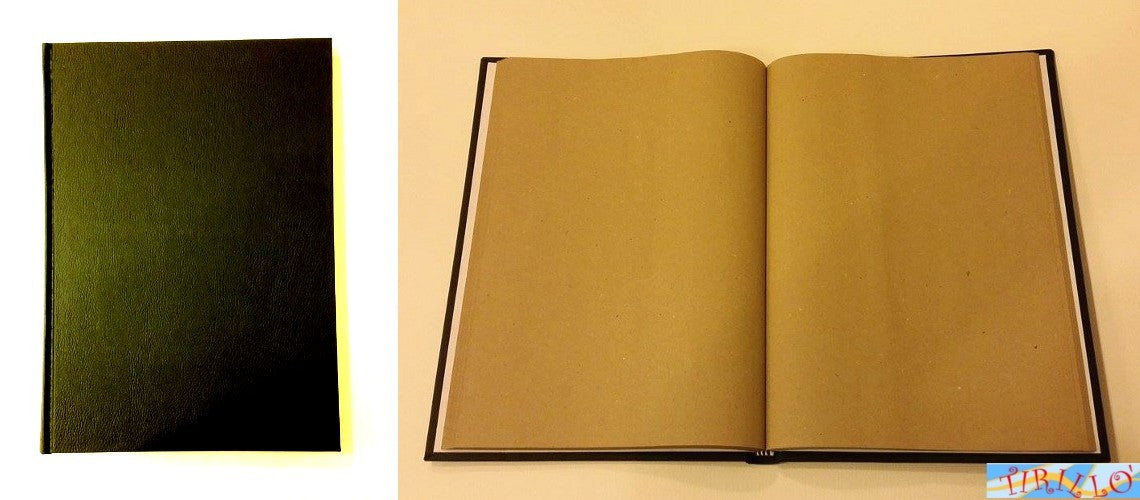 1 DIARIO GUESTBOOK QUADERNO FORMATO A4 - Similpelle nera carta paglia gialla