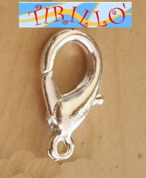 BIGIOTTERIA - 5 chiusure moschettone mm 22 - colore argento chiaro
