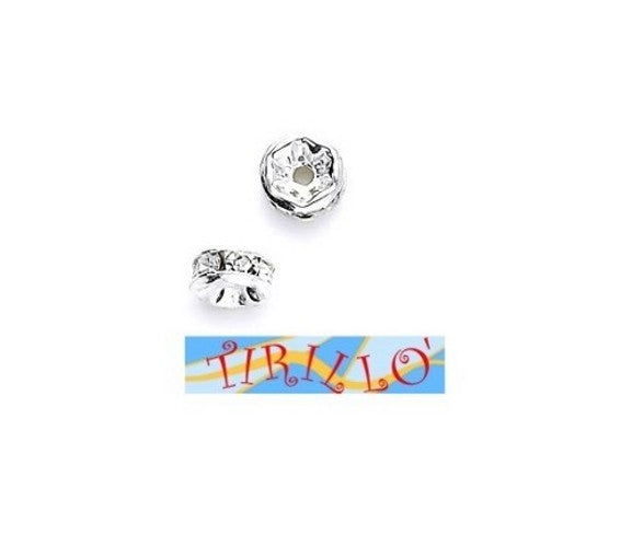 ARGENTO 925 MASSICCIO - 1 rondella di strass 6mm
