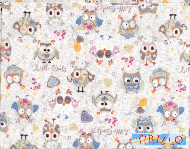PATCHWORK CUCITO DECORAZIONE -Tessuto per patchwork 50x50 cm - Gufi