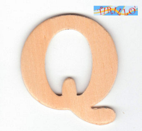 DECORAZIONE DECOUPAGE - 6 Iniziali in legno 4 cm - lettera Q