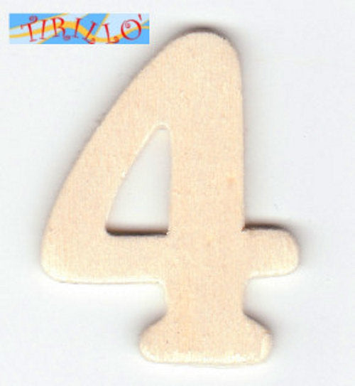 DECORAZIONE DECOUPAGE - 6 numeri in legno 4 cm - numero 4