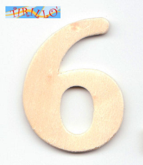 DECORAZIONE DECOUPAGE - 6 numeri in legno 4 cm - numero 6