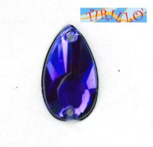 CUCITO - 20 strass cabochon in plexiglass da cucire a goccia 10x15 mm - Blu