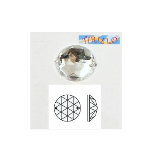 BIGIOTTERIA - 40 strass cabochon da cucire in plexiglass 14 mm - Crystal