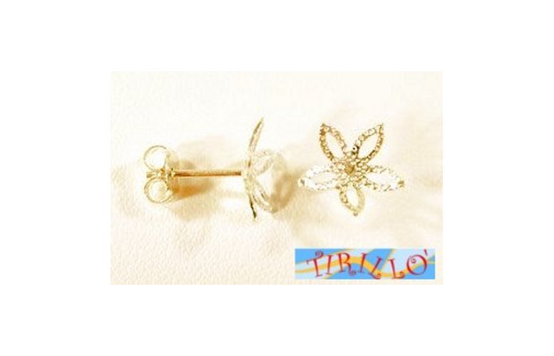 ARGENTO 925 MASSICCIO italiano - 2 perni per orecchini coppetta fiore 10 mm- oro