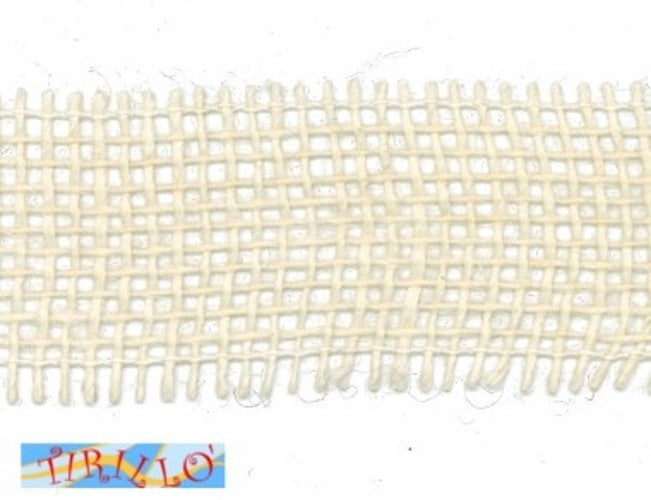 MERCERIA - 15 metri di nastro di juta altezza 4,5 centimetri - Bianco naturale