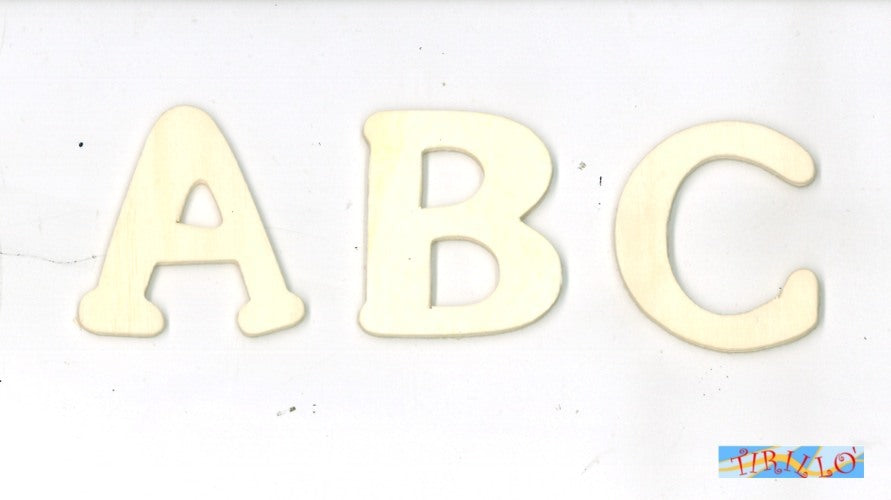 DECORAZIONE DECOUPAGE - 26 lettere iniziali alfabeto in legno 4 cm