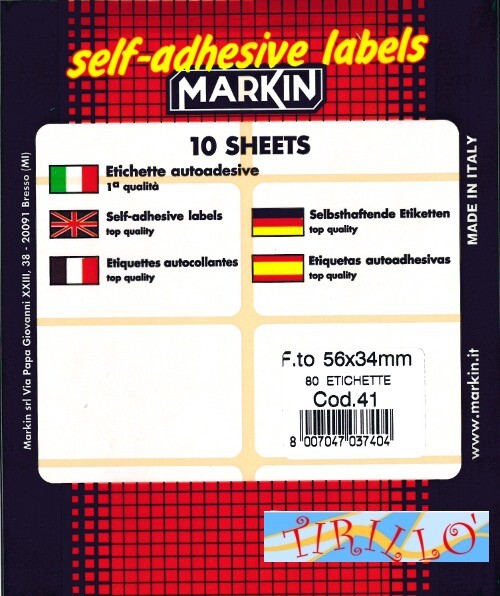 CARTOLERIA UFFICIO - 320 etichette adesive bianche - 56x34 mm