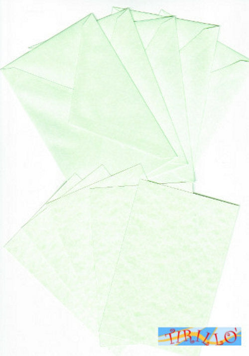 CARTA DA LETTERA AUGURI - 10 buste + 10 cartoncini 9x14 cm - Verde