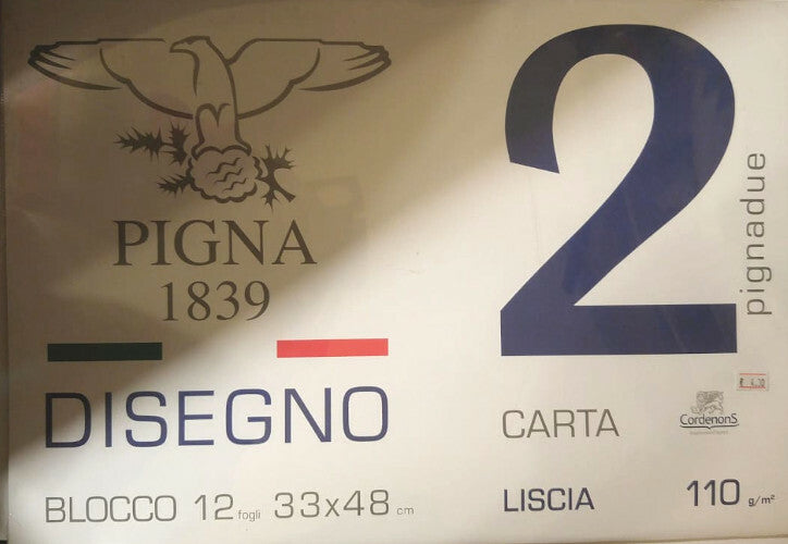 DISEGNO - 3 pezzi Album da disegno Pigna liscio 12 fogli 110 g - 33x48 cm
