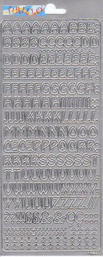 SCRAPBOOKING - 2 fogli adesivi - alfabeto lettere argento
