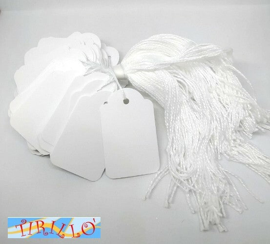 200 cartellini etichette segna prezzo con cordino - 36x53 mm