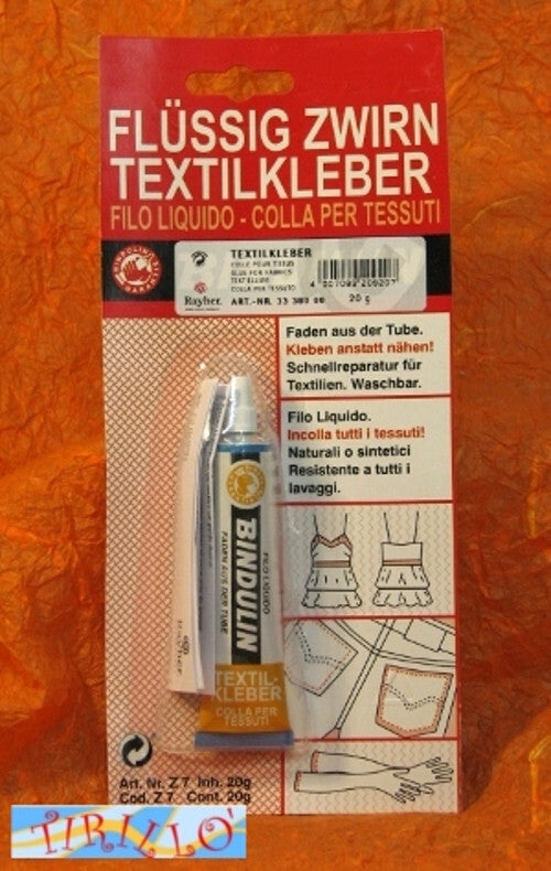 Colla per tessuti Bindulin "filo liquido" resistente al lavaggio - 20 g