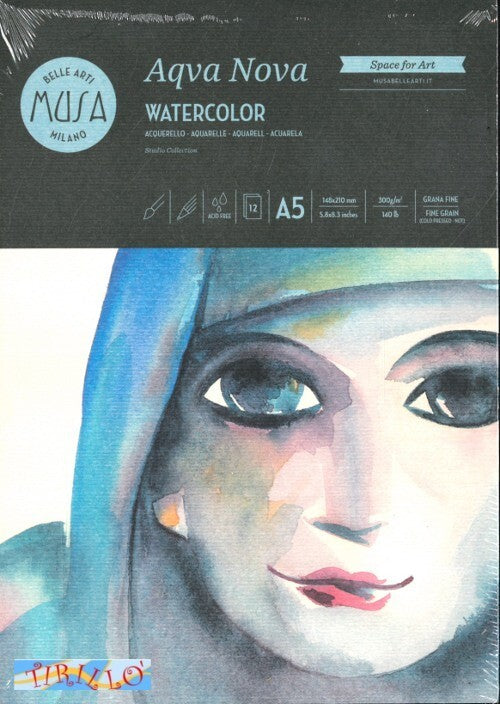 PITTURA -Album acquerello Musa Aqua Nova 12 fogli 21x15 cm - 300 g