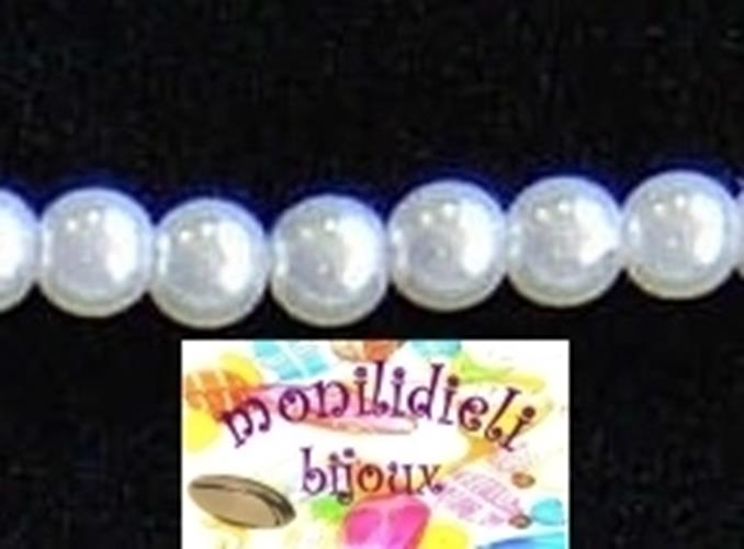 BIGIOTTERIA PERLINE - 60 perle di vetro 8mm - bianco