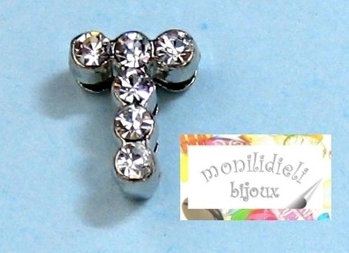 BIGIOTTERIA PERLINE - iniziale - lettera T con strass - 4 pz