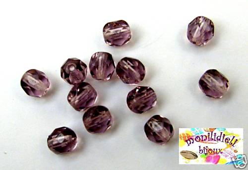 BIGIOTTERIA PERLINE- 20 mezzi cristalli 6mm - ametista