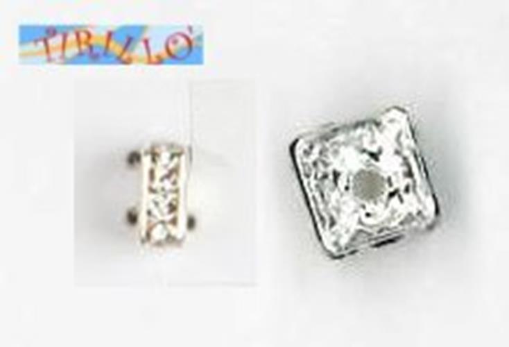 BIGIOTTERIA PERLINE - 5 separatori di strass rondella quadrata - 4 mm