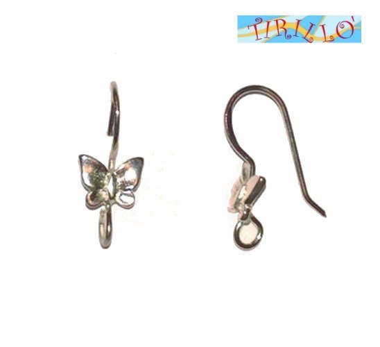 BIGIOTTERIA PERLINE - 2 monachelle a farfalla - argento scuro 6 mm
