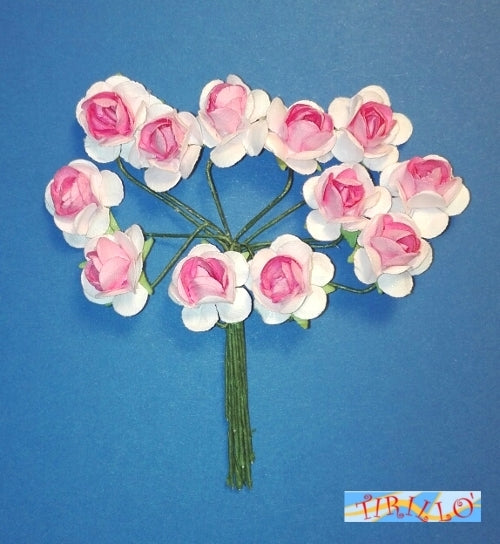 BOMBONIERE DECORAZIONI - 24 fiori di carta per bomboniere - Roselline rosa