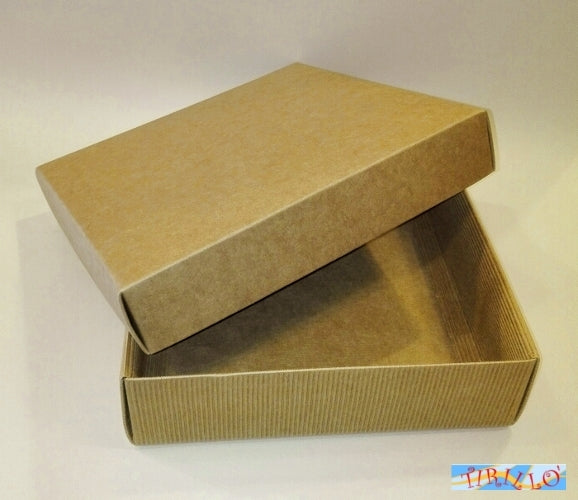 CONFEZIONI -Scatola di cartone ondulato con coperchio 200x200x60 mm - Avana 4 pz