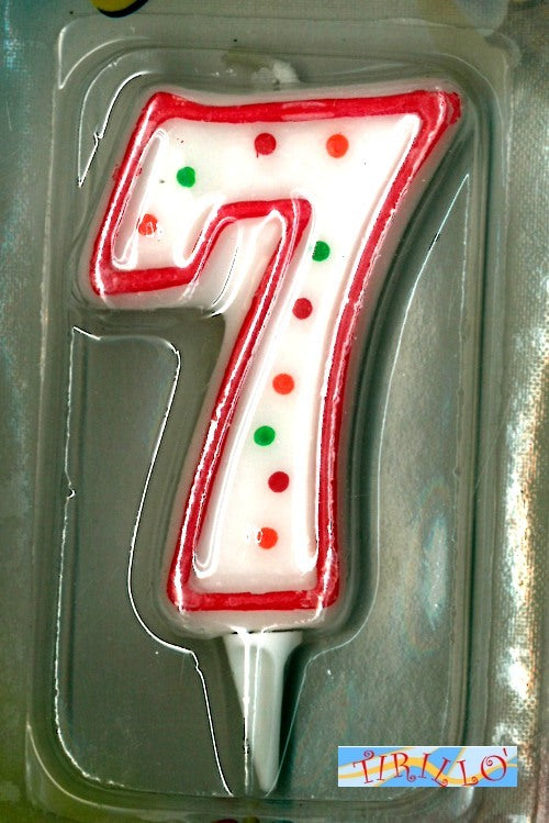 CANDELE PARTY CAKE DESIGN - 3pzCandela numero per torta compleanno 6 cm-Numero 7