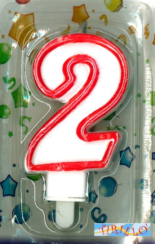 CANDELE PARTY CAKE DESIGN -3pz Candela numero per torta compleanno 6 cm-Numero 2