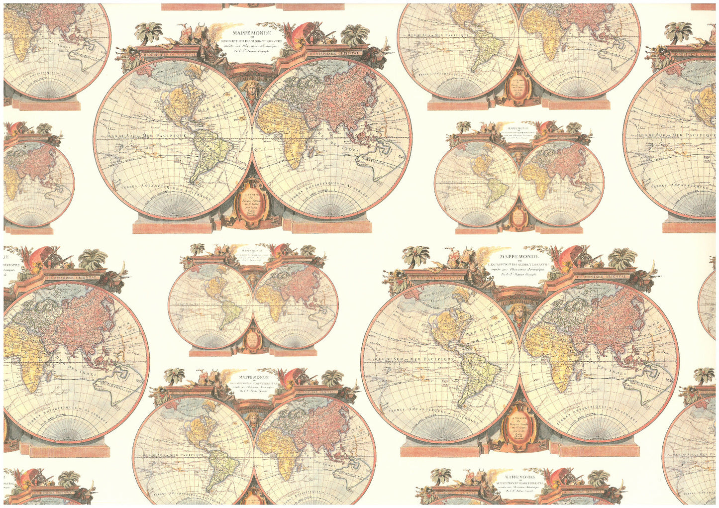 2 fogli carta découpage/cartonaggio legatoria 50x70 cm - Mondo