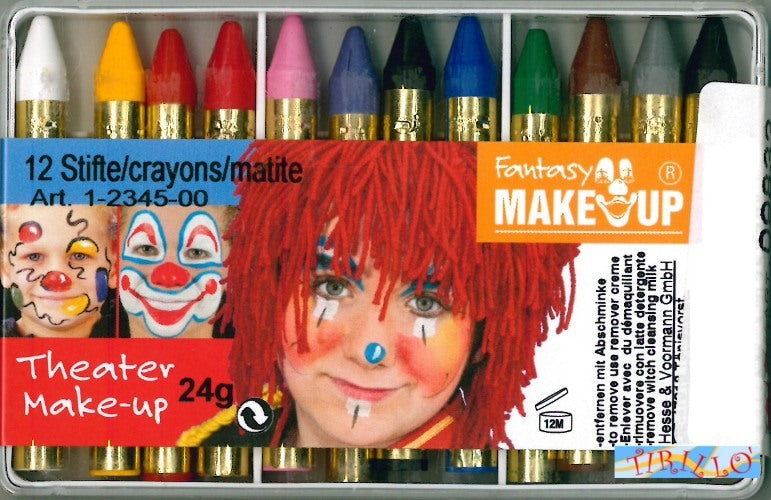 CARNEVALE TRUCCABIMBI TEATRO - 12 matite pastelli per trucco