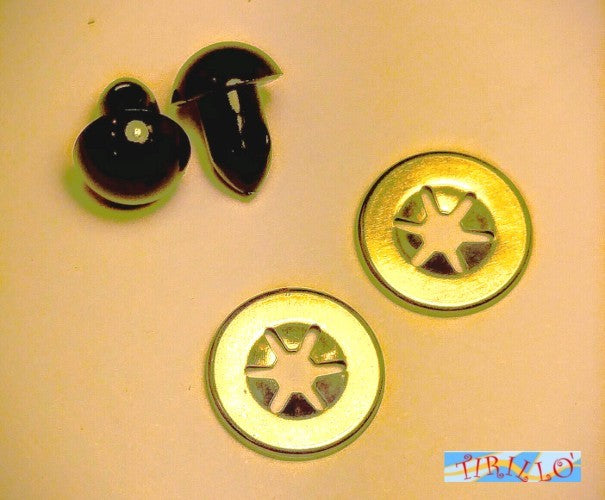 PUPAZZI - 4 occhi in plastica con clip per pupazzi nero - 10 mm