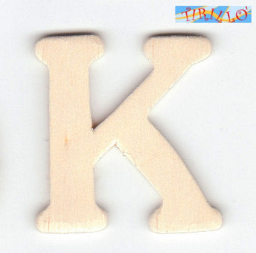 DECORAZIONE DECOUPAGE - 6 Iniziali in legno 4 cm - lettera K