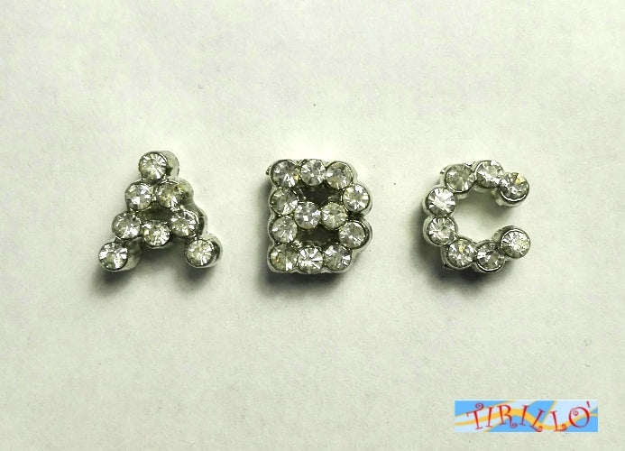 BIGIOTTERIA PERLINE - iniziali strass 9x9 mm - 10 lettere a scelta