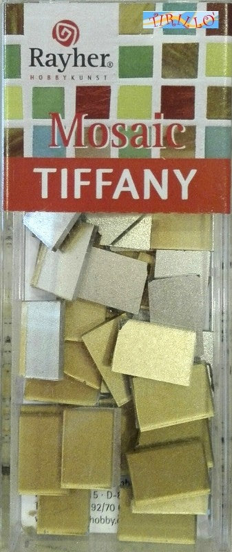 MOSAICO - 2 confezioni mosaico tessere in vetro 1X1,5 cm 30 gr - Oro satinato