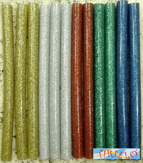 Ricariche stecche glitter mini pistola colla caldo (glue gun) - 12 pezzi