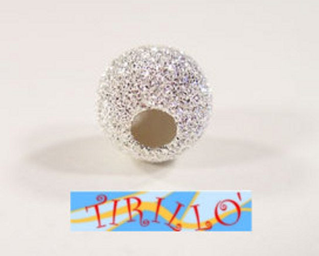 ARGENTO 925 MASSICCIO - 7 pallina puntinata con foro - 4 mm
