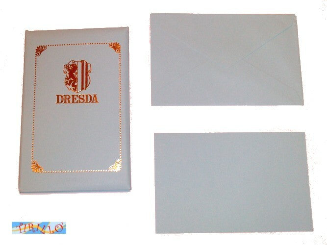 PARTECIPAZIONI - Taschetta 10 buste + 10 biglietti Dresda 9x14 cm - Celeste 2 pz