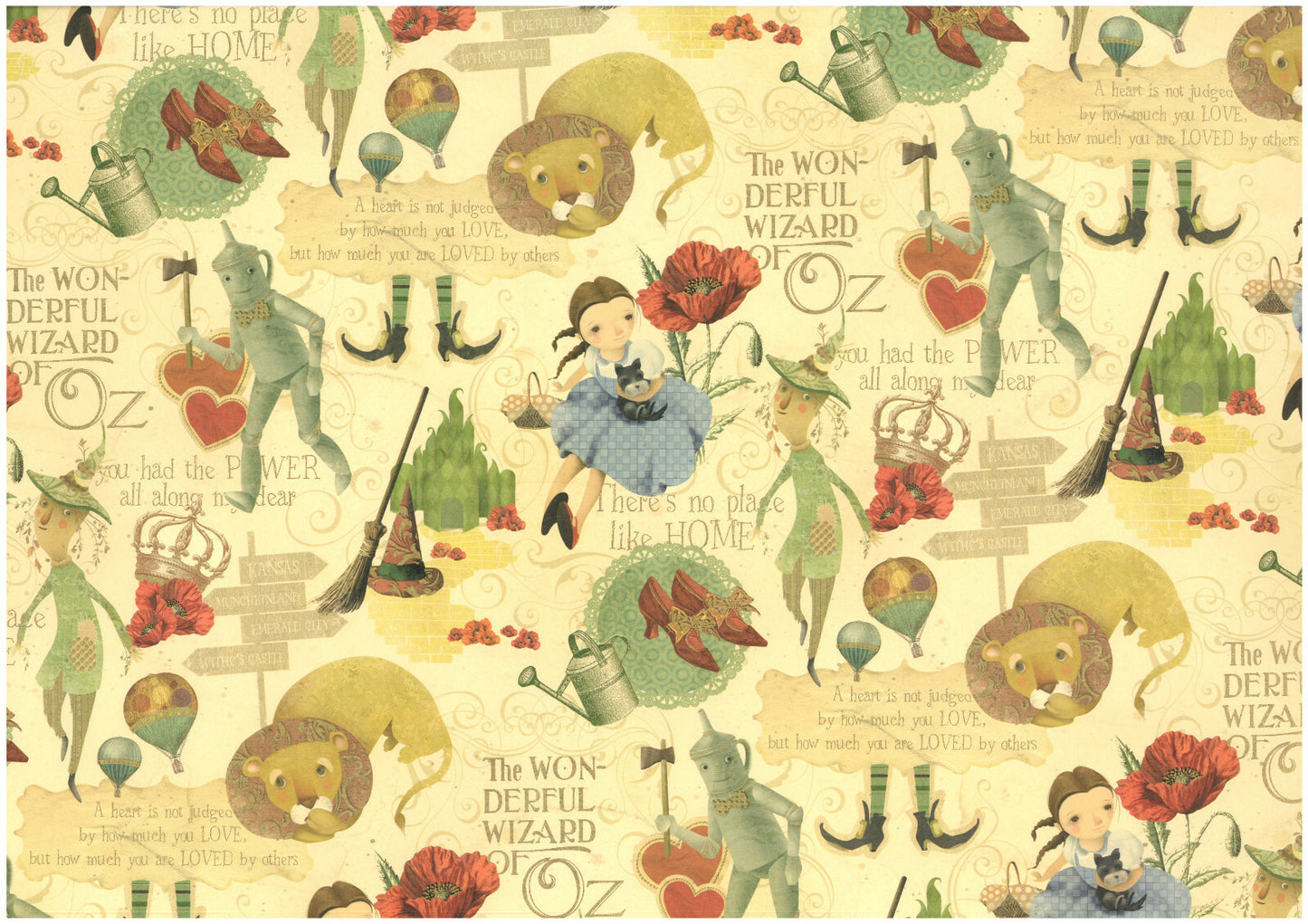 2 fogli carta découpage/cartonaggio legatoria 50x70 cm - Mago di Oz