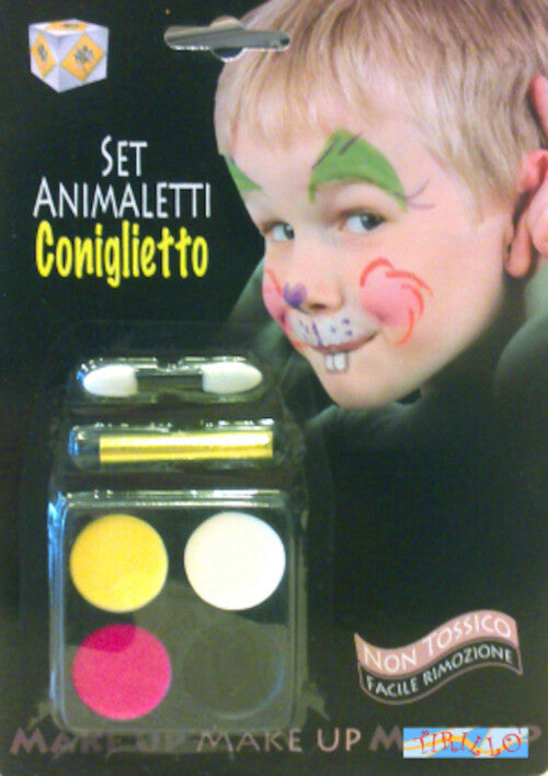 CARNEVALE TRUCCABIMBI TEATRO - Set trucco viso 4 colori + pennelli - Coniglietto