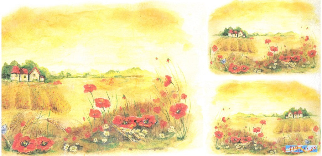 Carta di riso decorata per decoupage cm 50 x 23 - Estate - 2 pz