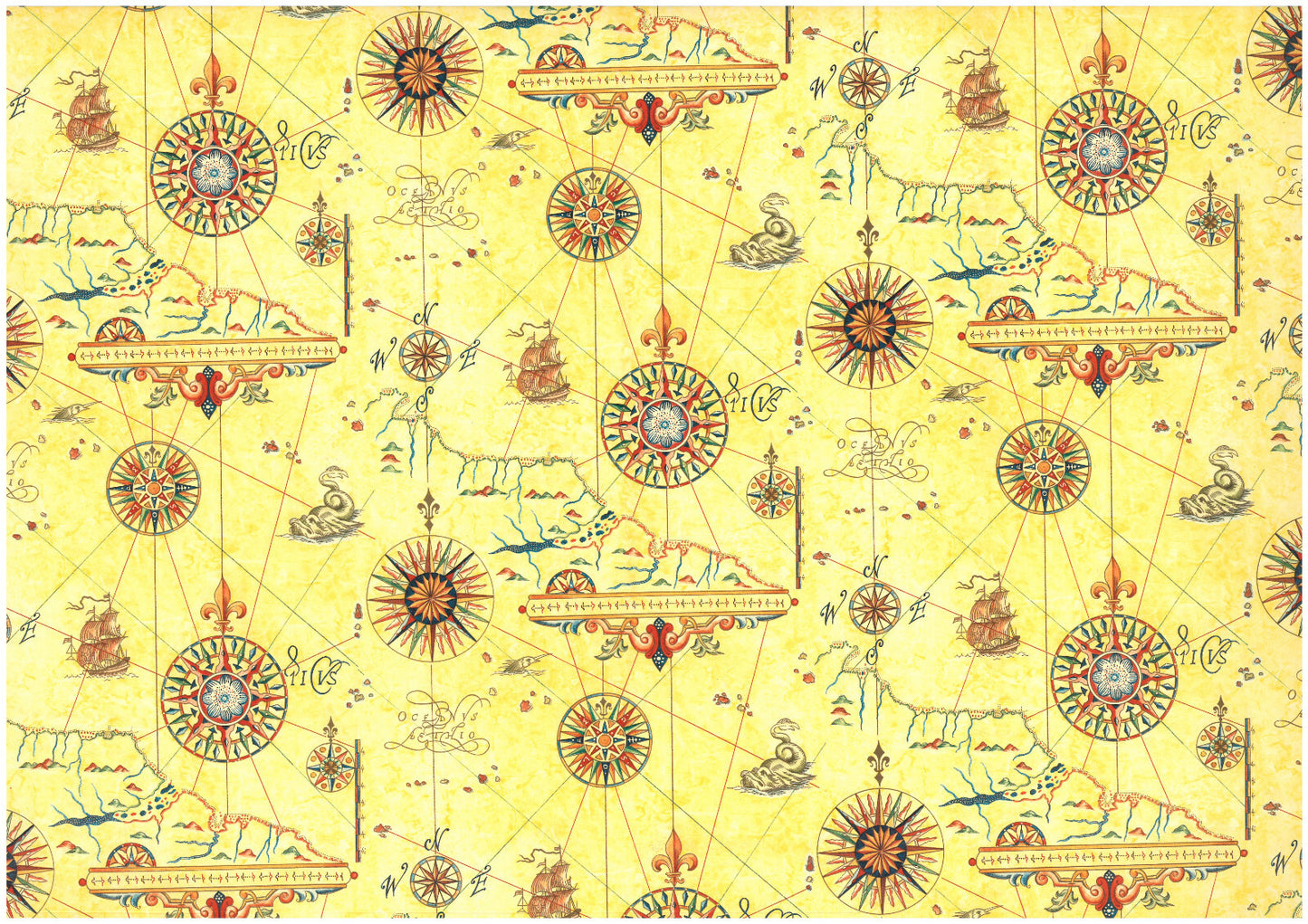 2 fogli carta découpage/cartonaggio legatoria 50x70 cm - Nautica