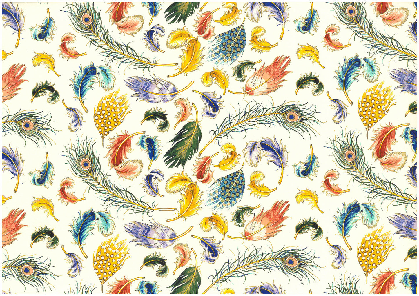 2 fogli carta découpage/cartonaggio legatoria 50x70 cm - Piume