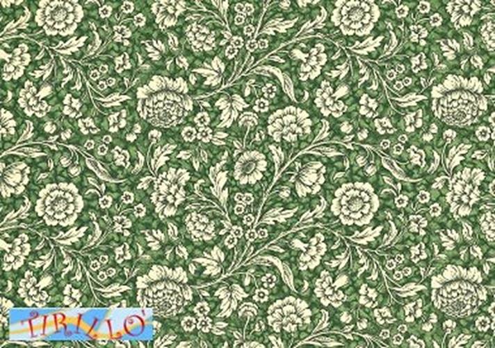 2 fogli carta legatoria cartonaggio 50x70 cm - Fiorame verde