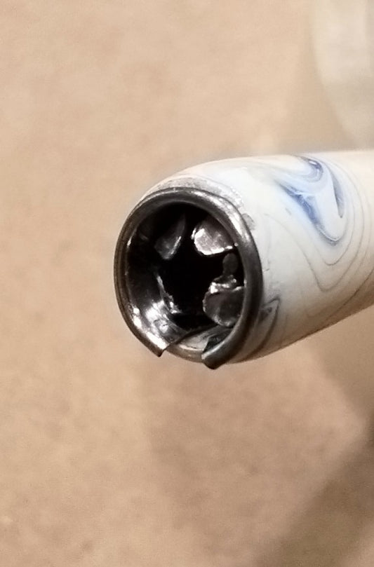 CALLIGRAFIA - Portapennino cannuccia in legno per calligrafia - Marmorizzato blu